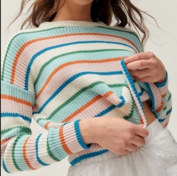 Urban Outfitters Andi Pastel Striped Crewneck - Picture 1 of 4